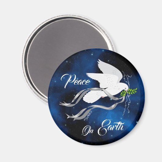 White Kerstdove Magnet (Voorkant / Achterkant)