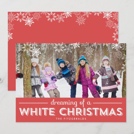 White Kerstfeestdag - Fotokaart - Rood Feestdagenkaart (Voorkant / Achterkant)