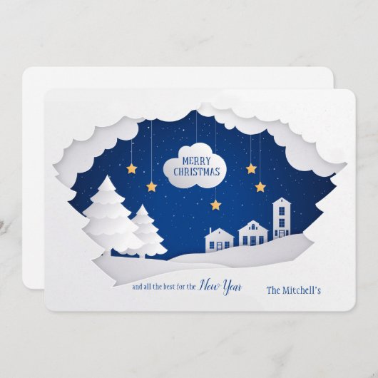 White Kerstfeestdag Kaart (Voorkant / Achterkant)