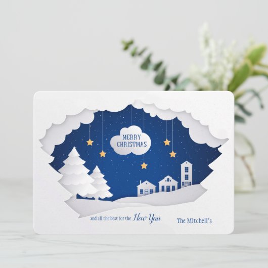 White Kerstfeestdag Kaart (Staand voorkant)