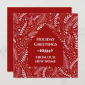 White KerstFlorals op Holiday Red New Home Aankondiging (Voorkant / Achterkant)
