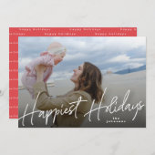 White KerstHappy Holiday Foto Feestdagenkaart (Voorkant / Achterkant)