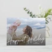 White KerstHappy Holiday Foto Feestdagenkaart (Staand voorkant)