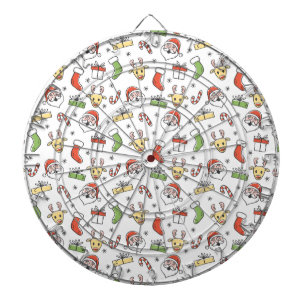 White KerstHappy Santa en Reindeer Pattern Dartbord