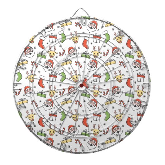 White KerstHappy Santa en Reindeer Pattern Dartbord (Voorkant)
