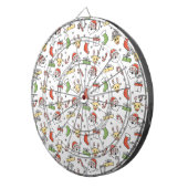 White KerstHappy Santa en Reindeer Pattern Dartbord (Voorkant Rechts)