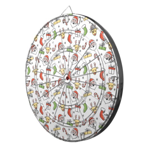 White KerstHappy Santa en Reindeer Pattern Dartbord (Voorkant Rechts)