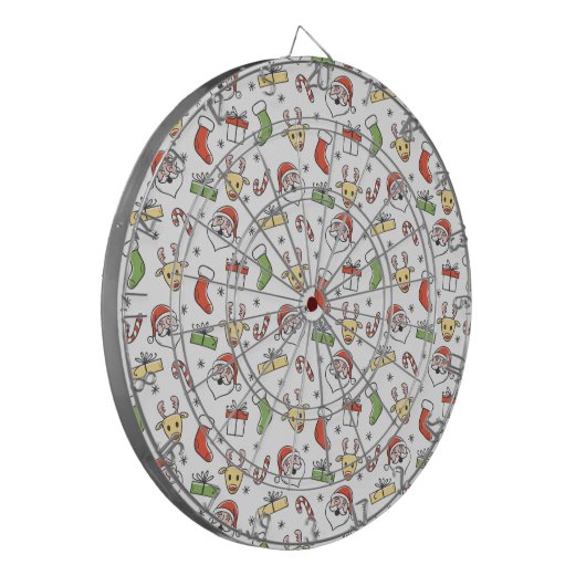 White KerstHappy Santa en Reindeer Pattern Dartbord (Voorkant Links)