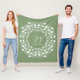White Kerstkerst Holly Joy | Gepersonaliseerd groe Fleece Deken
