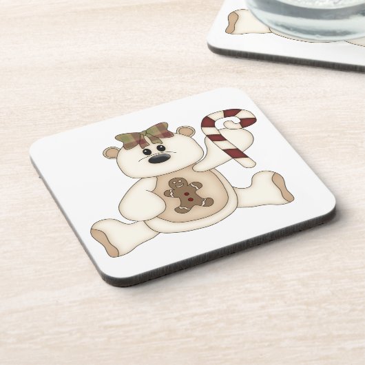 White Kerstmis Beer-Gingerbrood Man Onderzetter (Linkerzijde)