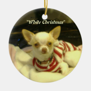 "White Kerstmis" Chihuahua Tree Ornament