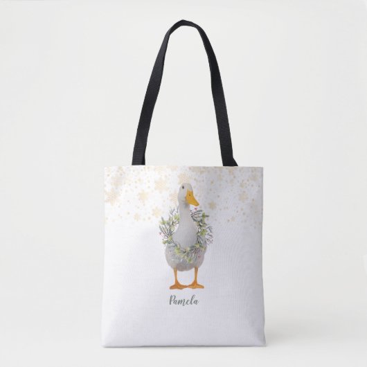 White Kerstmis Duck Canvas tas (Voorkant)