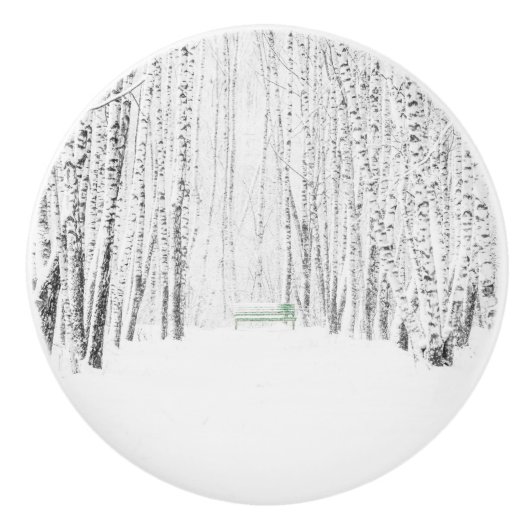 White Kerstmis Keramische Knop (Voorkant)