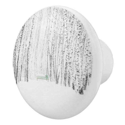 White Kerstmis Keramische Knop (Rechts)