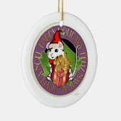 White Kerstmis Mouse Holiday Greep Keramisch Ornament (Rechts)