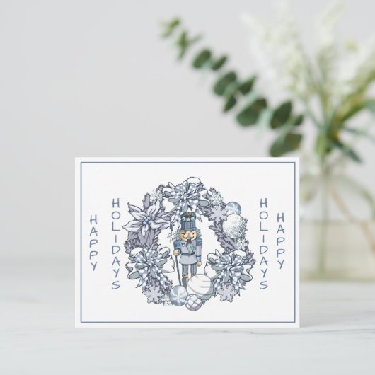 White Kerstmis Nutcracker Wreath Briefkaart (Staand voorkant)