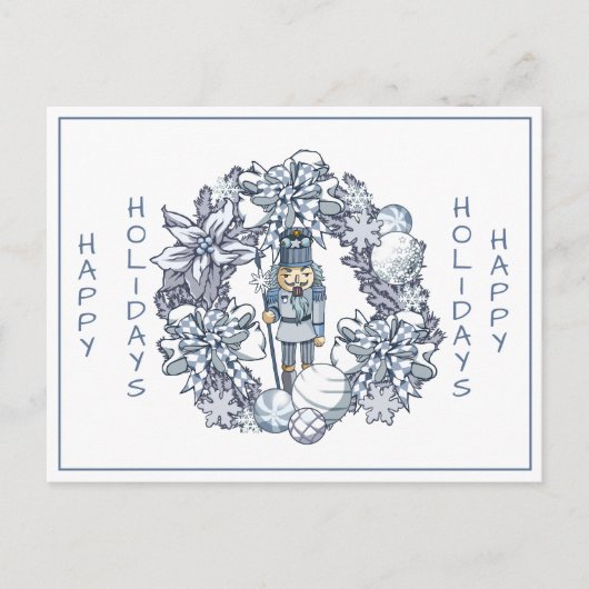 White Kerstmis Nutcracker Wreath Briefkaart (Voorkant)