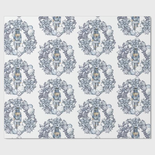 White Kerstmis Nutcracker Wreath Cadeaupapier (Vlak)