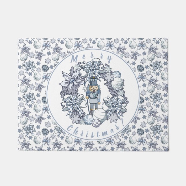 White Kerstmis Nutcracker Wreath Deurmat (Voorkant)