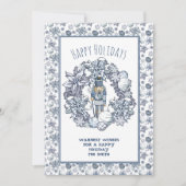 White Kerstmis Nutcracker Wreath Feestdagenkaart (Voorkant)