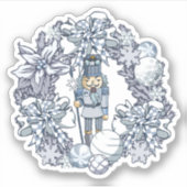 White Kerstmis Nutcracker Wreath Sticker (Voorkant)