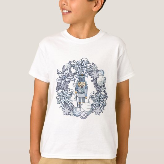 White Kerstmis Nutcracker Wreath T-shirt (Voorkant)