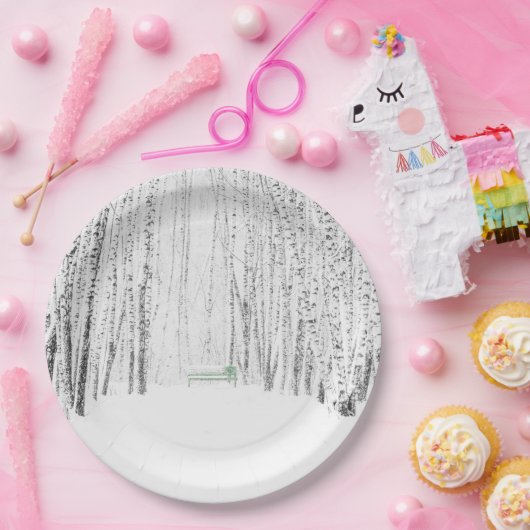 White Kerstmis Papieren Bordje (Feest)