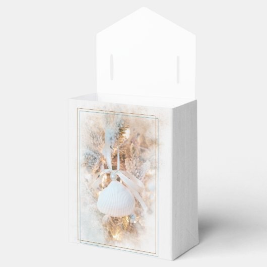 White Kerstmis Seashell Ornament Bedankdoosjes (Geopend)