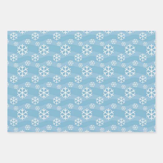 White Kerstsnowflakes Abstract blauw Inpakpapier Vel (Voorkant 2)