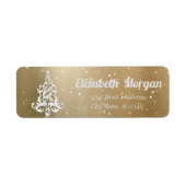 White KerstTree Gold-feestdag, kerst Etiket (Voorkant)