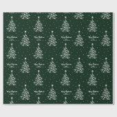 White Kersttree Patroon Aangepaste tekst Groen Cadeaupapier (Vlak)