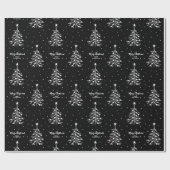 White Kersttree Patroon Aangepaste tekst zwart Cadeaupapier (Vlak)