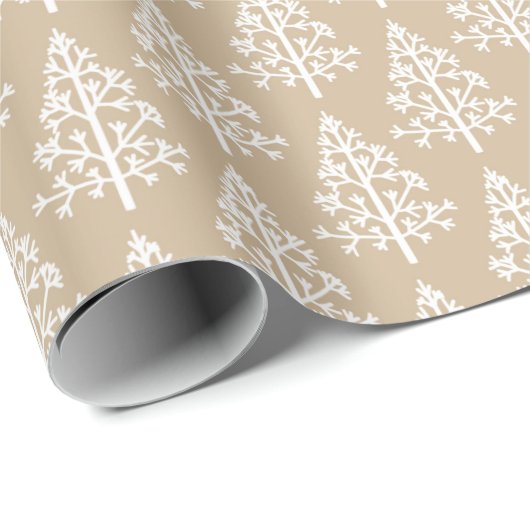 White KerstTree Patroon Cadeaupapier (Rol Hoek)
