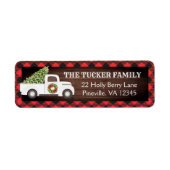 White Kersttruck Tree Pset Rustisch adres Etiket (Voorkant)
