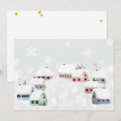 White Kerstwinter Snowy Day Illustratie Feestdagenkaart (Voorkant / Achterkant)