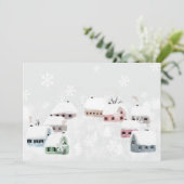 White Kerstwinter Snowy Day Illustratie Feestdagenkaart (Staand voorkant)