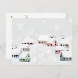 White Kerstwinter Snowy Day Illustratie Mini Feestdagenkaart
