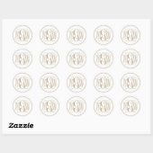 White Khaki Vine Script Monogram, DIY BG Ronde Sticker (Vel)
