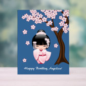 White Kimono Kokeshi Doll - Cute Geisha Girl Acryl Bord (Neutraal)