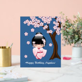 White Kimono Kokeshi Doll - Cute Geisha Girl Acryl Bord (Huwelijk)