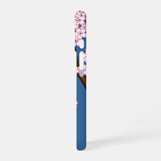 White Kimono Kokeshi Doll - Cute Geisha Girl Blue iPhone 16 Hoesje (Linkerkant)