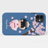 White Kimono Kokeshi Doll - Cute Geisha Girl Case-Mate iPhone Case (Achterkant (horizontaal))