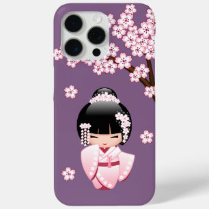 White Kimono Kokeshi Doll - Cute Geisha Girl iPhone 15 Pro Max Hoesje