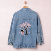 White Kimono Kokeshi Doll Cute Geisha Girl Denim Jacket (Hangar)