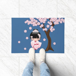 White Kimono Kokeshi Doll - Cute Geisha Girl Deurmat