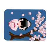 White Kimono Kokeshi Doll - Cute Geisha Girl Magneet (Horizontaal)