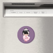 White Kimono Kokeshi Doll - Cute Geisha Girl Magneet (Insitu (Vaatwasser))