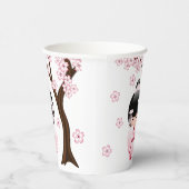 White Kimono Kokeshi Doll - Cute Geisha Girl Papieren Bekers (Rechts)