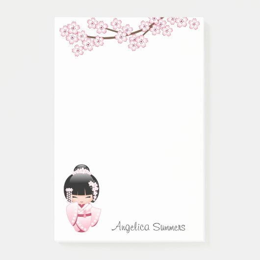 White Kimono Kokeshi Doll - Cute Geisha Girl Post-it® Notes (Voorkant)