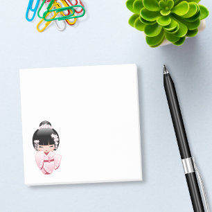 White Kimono Kokeshi Doll - Cute Geisha Girl Post-it® Notes